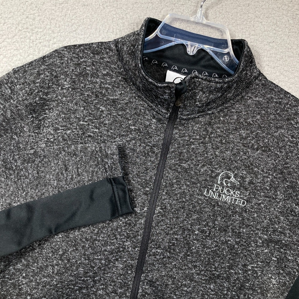 Ducks‎ Unlimited Full Zip Sweatshirt Adult XL Black Heathered Mock Neck Pockets